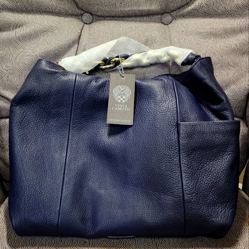 VINCE CAMUTO NWT BLUE LEATHER LYONA HOBO BAG